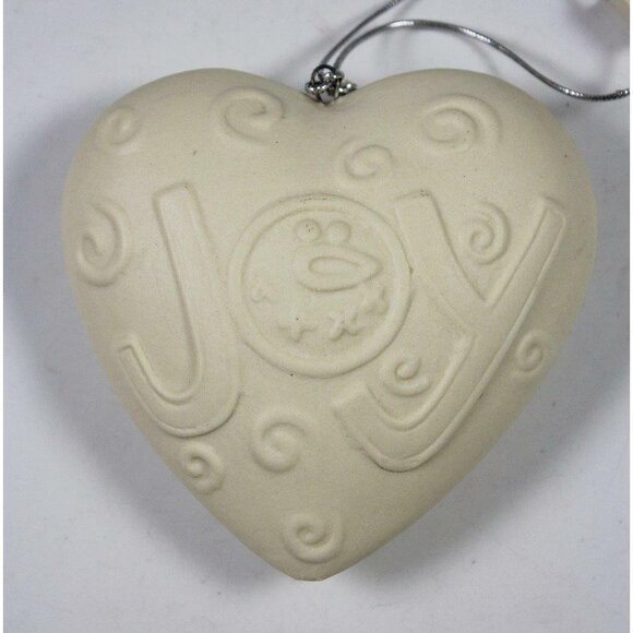 Provo Craft Lot of 4 Bisque Porcelain Ornaments Heart Jingle Bells Reindeer EUC - Picture 4 of 11